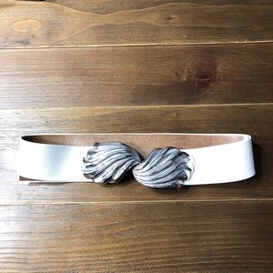 Vtg 80s Dotty Smith seashell belt buckle belt